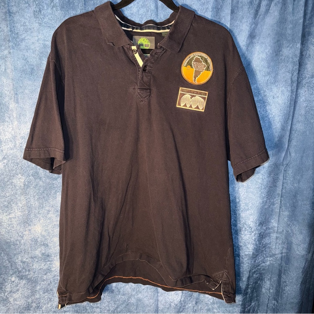 Timberland Expedition Discovery Polo Shirt Dark Blue XXL Organic Cotton Men's
